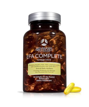 EFA Complete with Optimal Omega 3 6 9 Levels of High Potency Flax Oil, Fish Oil, Borage Oil, and Evening Primrose Oil 800mgs (90count) 3rd Party Tested - High in GLA and 369 Omegas