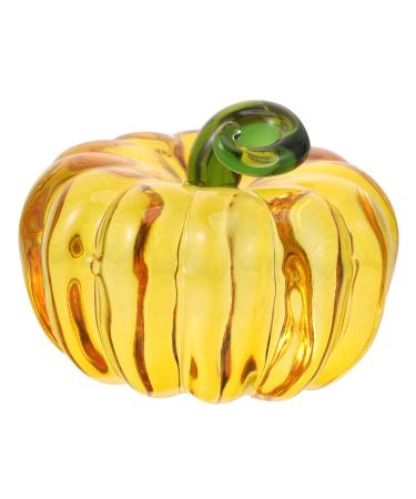 LIFKICH Simulation Glass Pumpkin Glass Crystal Pumpkin Crafts Desktop Home Decoration Photo Props 2pcs (yellow) Halloween Home Decor s Yellow Decor Party Favors Household Products Counter