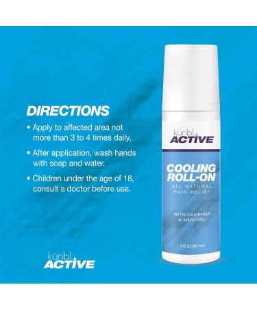 Kuribl Active Pain Relief Cooling Roll-On 3 oz - Fast Acting Long Lasting Topical Pain Reliever for Muscle Soreness and Joint Pain - All Natural Formula - Buy Online on GoSupps.com