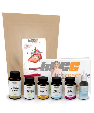 HCGC metabolic box |Effective 21 days metabolismWith Slim Protein mix special |Hormony Complex G B12 drops |For the HCG diet strawberry 1200 g (1 Pack)