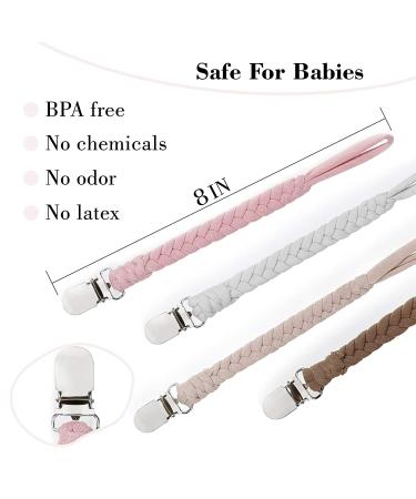 Handmade Braided Rope Pacifier Clip Holder 4 Pack - Boy and Girl Universal Design (White) - Buy Online on GoSupps.com