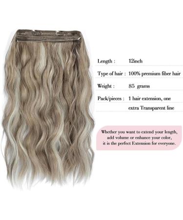 Invisible Wire Hair Extension 12 inch Wavy Light Ash Brown with Highlights - Synthetic Clip in Hair Pieces for Women - Buy Online on GoSupps.com