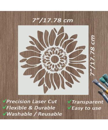 DLY LIFESTYLE Boho Sunflower Stencil - 7x7 Inches - Reusable DIY Art Stencil for Painting on Various Surfaces - Flower Stencil for Wood, Canvas, Paper, Fabric, Walls, and Furniture - Buy Online on GoSupps.com