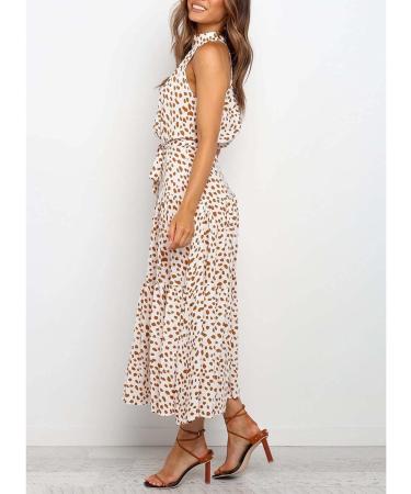WJANYHN Spring and Summer Fashion Women's Halter Neck Polka Dot Print Lace Dress Long Skirt - Buy Online on GoSupps.com