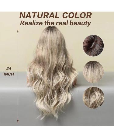 Esmee 24 Long Wavy Brown Ombre Ash Blonde Heat-Resistant Synthetic Wig for Women - Perfect for Daily Wear & Parties - Buy Online on GoSupps.com