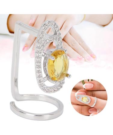 TIKATARER Nail Rings Fingernail Ring Rhinestones Nail Ring Nail Rings With Nails Attached Shiny Delicate Finger Nail Cover Ring Nail Art Charm for Dancing Party Dating (Yellow) - Buy Online on GoSupps.com