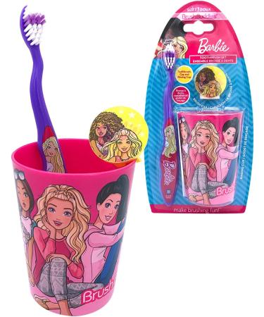 (barbiegirls Deluxe Kit) - Premium Kids Girls Boys Children Friendly Designed Happy Brushing Time BarbieGirls Soft Bristle Toothbrush Kit Manual Toothbrush Cover Cap Rinsing Cup Extra Brushes - Buy Online on GoSupps.com