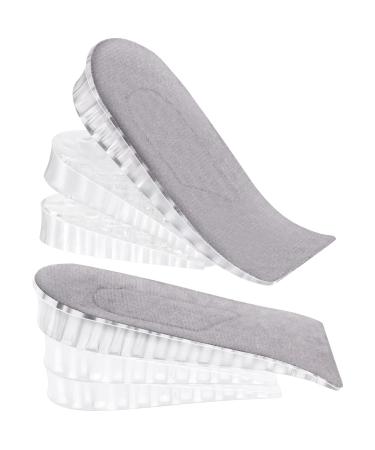2 Pairs Heel Lift Inserts Height Increase Insole Invisible Heightening Insole Sillicone 3-Layer Heel Support Insoles Height-Adjustable Shoe Pads Foot Cushion for Shoes Gray