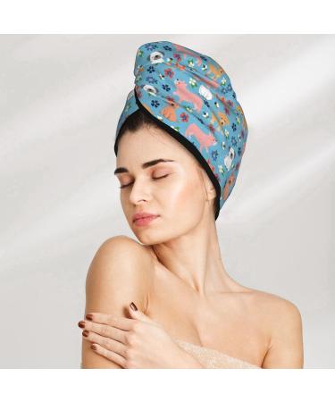 Cute Colorful Puppy Microfiber Hair Towel | Soft Super Absorbent Wrap for Long & Curly Hair | Coral Velvet Quick Dry Hair Cap for Women - Buy Online on GoSupps.com