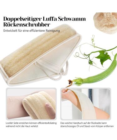 Inmorven 40 Natural Loofah Back Brush & Sponge - Gentle Exfoliating Peeling Scrubber for Men & Women - White Luffa for Thorough Cleaning - Buy Online on GoSupps.com