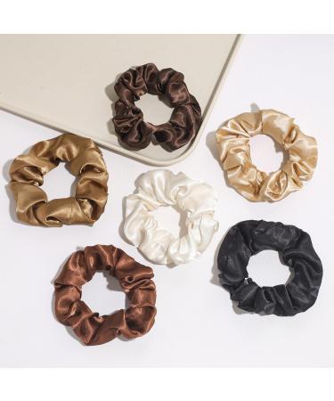 Satin Solid Color Scrunchies Elastic Hair Bands Women Girls Hair Accessories Ponytail Holder Silk Hair Tie Scrunchies(Light brown) - Buy Online on GoSupps.com