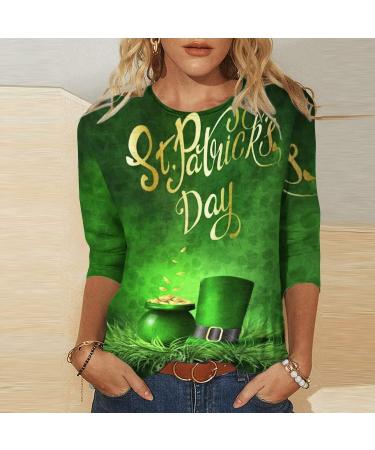 oelaio Blouses for Women Fashion St Patricks Day Shirt Women 3/4/Long Sleeve Lucky Funny Tshirts Irish Shamrock Graphic Gold Medium - Buy Online on GoSupps.com