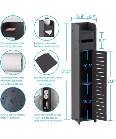 AOJEZOR 31.5''H Black Bathroom Storage Cabinet - Waterproof Toilet Paper Stand for Small Spaces - Buy Online on GoSupps.com