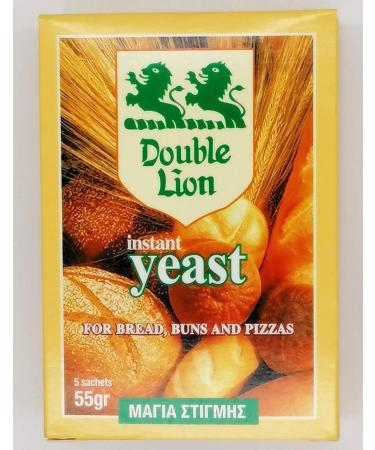 Instant Dry Yeast Baker Double Lion 1 pack of 55g (5 sachets X 11g) for baking bread rolls and pizzas - Buy Online on GoSupps.com