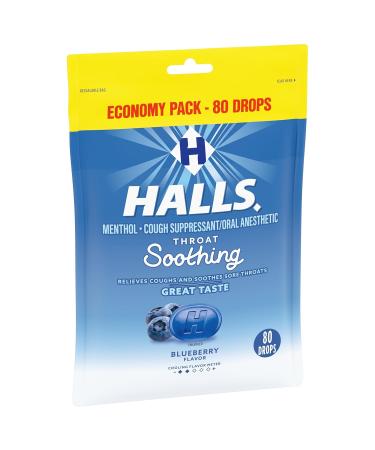 Halls Throat Soothing Blueberry Cough Drops Economy Pack 80 Drops - Buy Online on GoSupps.com
