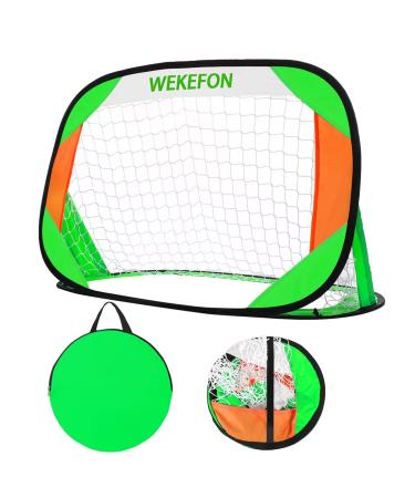 WEKEFON Soccer Goal Pop Up Portable Kids Soccer Net for Backyard and Training - Pop-Up Folding Indoor + Outdoor Goals - Easy Assembly and Compact Storage, 1Pack 3'3"x 2'3" Green