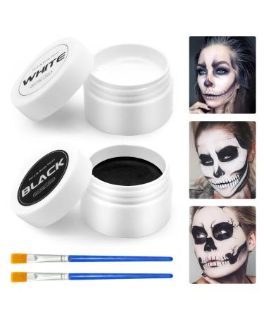 Black White Face Paint Body Painting: Halloween SFX Makeup Black+White Set - Pro Oil Based Face Paint Special Effects Makeup for Halloween Party Cosplay Clown Makeup for Adults Kids Waterproof