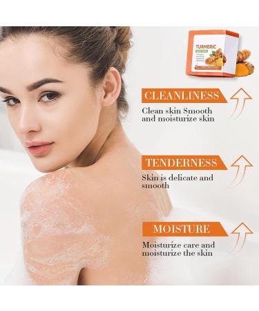 Turmeric Soap Bar Pure Turmeric Soap For Face & Body Gentle Moisturizing Nature Soap for Acne Dark Spots Hyperpigmentation Deep Cleansing Firming Smooth Skin Soap Bar (100g) - Buy Online on GoSupps.com