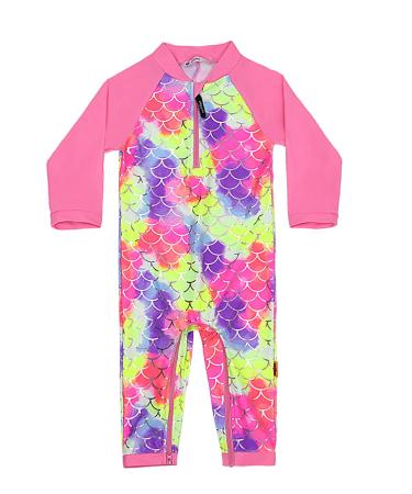 weVSwe Baby Toddler Boy Swimsuit UPF 50+ Sun Protection Rash Guard Swimwear with Crotch Zipper 0-3 Years 18-24 Months Pink Fish Scales