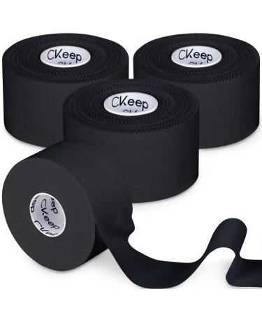 CKeep Black Athletic Tape (4 Pack), 45ft Per Roll, Easy to Tear and No Residue, Sport Tape for Strains and Sprains, Hypoallergenic and Breathable BAT-4