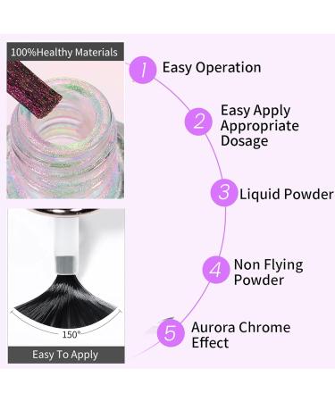 Chrome Nail Powder Aurora Shell Liquid Pigment - Holographic Glitter Dust for Nail Art (5ml) - Buy Online on GoSupps.com