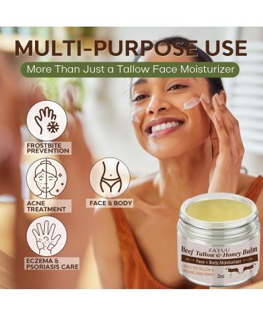 Beef Tallow & Honey Balm - All-Natural Moisturizer for Face & Body | Grass-Fed Tallow & Raw Honey Hydration - Buy Online on GoSupps.com