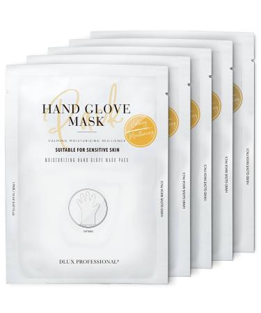 DLUX PROFESSIONAL Hand Masks - 5 Packs of 2 Moisturizing Fragrant Hand Mask Gloves, Protein Rich Moisturizing Gloves For Dry Hands, Single Use Hand Masks for Dry Cracked Hands Overnight 1 Pair (Pack of 5)