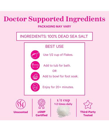 Pink Stork Pregnancy Bath Flakes - Magnesium & Dead Sea Salts for Soothing Soaks | Unscented Paraben-Free | 2 lbs - Essential Pregnancy Must Haves - Buy Online on GoSupps.com