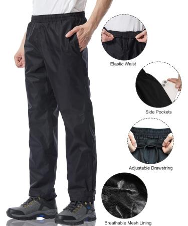 iCreek Men's Waterproof Rain Pants - Lightweight Breathable Trousers for Cycling & Trekking - Black Medium/34 Inseam - Buy Online on GoSupps.com
