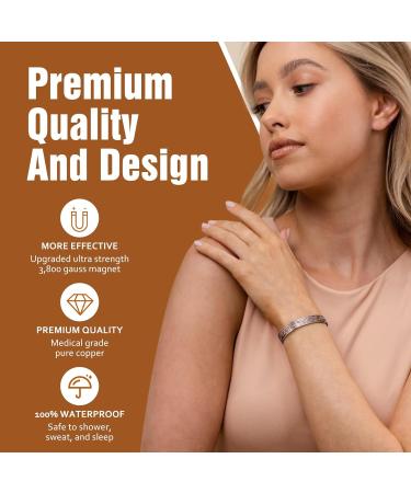 Jecanori Copper Magnetic Bracelet - Adjustable Cuff Bangle with 8pcs 3500 Gauss Magnets | Solid Copper Brazaletes for Men Women | Simple Style | Gift Box Included - Buy Online on GoSupps.com