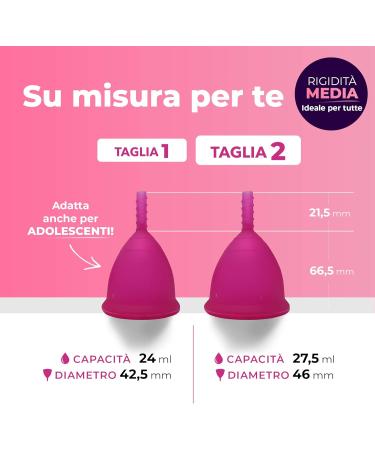 Lybera Menstrual Cup Set - 2 Soft Safe Eco-Friendly Cups in Size 1 & Size 2 | Made in Italy - Buy Online on GoSupps.com