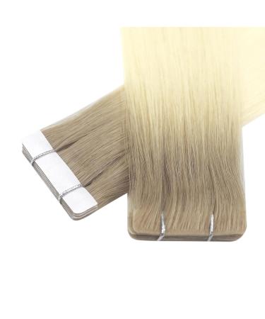 Youngsee Ombre Real Hair Tape Extensions - 45cm Light Brown to Blonde Virgin Smooth Weft 5pcs #R8T60 - Buy Online on GoSupps.com