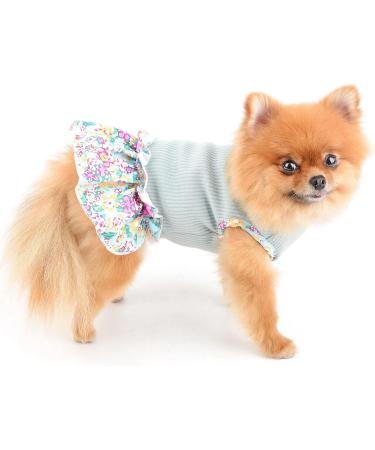 Paidful Dog Blumen Dress for Small & Medium Dogs - Soft Cotton Ruffled Tank for Girls | Breathable Spring/Summer Wear | Perfect for Chihuahuas & Yorkies - Green Size M - Buy Online on GoSupps.com