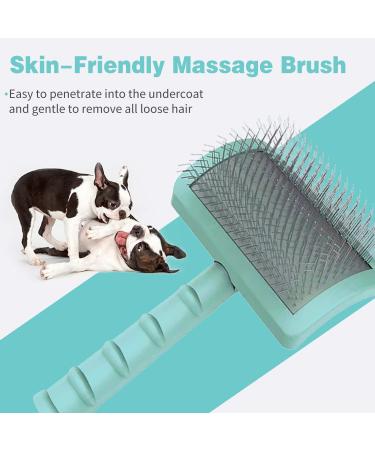 Large Firm Slicker Brush for Goldendoodles - Extra Long Pin Wire Brush for Dogs - Green - 25mm - Pet Grooming Tool for Deshedding and Undercoat Removal - Buy Online on GoSupps.com