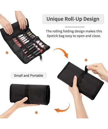 Lipstick Organizer - 32 Slots Portable Travel Lipstick Holder with Elastic Bands | Makeup Storage Bag for Lipsticks and Lip Glosses - Buy Online on GoSupps.com