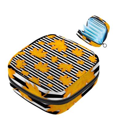 Javenproeqt portable women's binding bags menstrual cup pocket female menstrual pads bags for teenage girls tampons for the first period autumn leaves black multi-colored 10