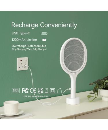 Rotating Head Rechargeable Electric Fly Swatter Bug Zapper Racket - Indoor Spider, Gnat, and Wasp Killer - 1 Pack - Buy Online on GoSupps.com