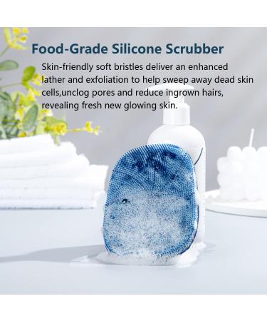 Hieerbus Silicone Body Brush - Deep Cleaning & Massage Shower Brush for Men & Babies | Hygienic Alternative to Luffa & Sponge - Dark Blue - Buy Online on GoSupps.com
