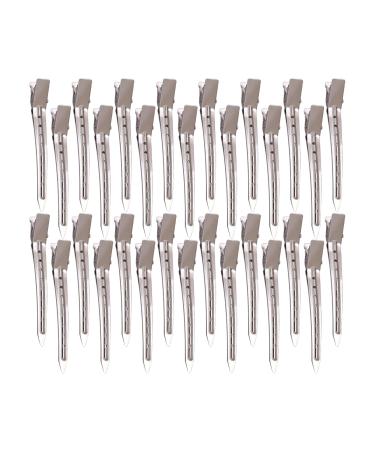Acpetdr 30-piece set of duckbill clips rust-proof metal crocodile curling clips with holes suitable for hair styling hair dyeing silver hair clips for women metal hair clips - curling clips