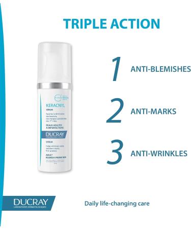 DUCRAY Keracnyl Serum for Adult Skin with Imperfections 30ml - Buy Online on GoSupps.com