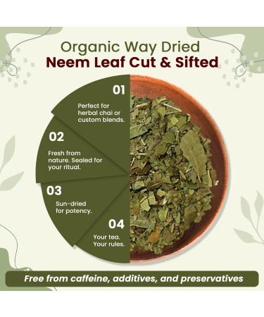 Organic Way Neem Leaf Cut and sifted | Herbal Tea | Premium Neem Leaf | USDA Certified | Non GMO & Gluten Free | Origin - India (4 oz - 1/4 lbs) 4 Ounce (Pack of 1) - Buy Online on GoSupps.com
