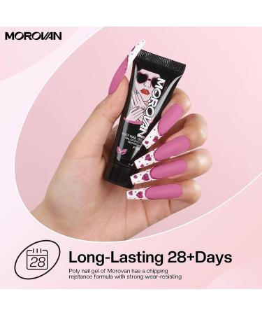 Morovan Poly Gel Nail Kit with Drill and Lamp - Complete Professional Set for Nail Art Extension - 48W Light Included - A1-Clear White Pink - Buy Online on GoSupps.com