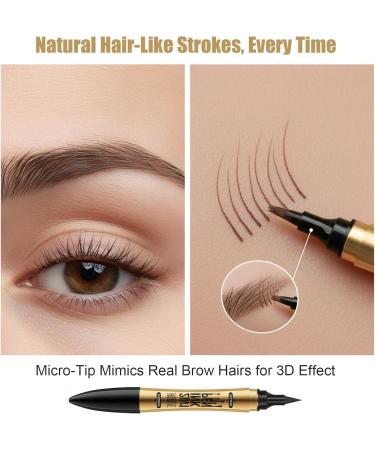 Crayon sourcils 2 en 1 tanche double extr mit stylo microblading pour sourcils l'aspect naturel stylo sourcils pour femme avec 4 pointes et pinceau pr cis - Buy Online on GoSupps.com