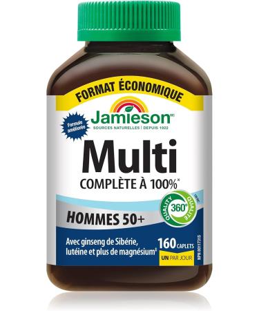 Jamieson 100% Complete Multivitamin for Adult Men 50+ Value Size with Siberian Ginseng Lutein & Magnesium 160 count (Pack of 1) - Buy Online on GoSupps.com