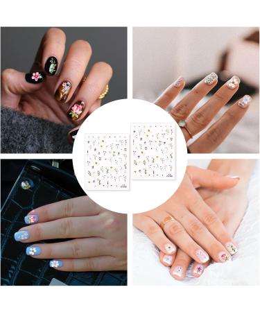 2 Sheets Flower Nail Stickers 5D Embossed Summer Floral Leaf Plant Nail Decorations Self-Adhesive Beautiful Spring Wildflower Nail Decals Manicure Flora Art Supplies for Women Girls - Buy Online on GoSupps.com