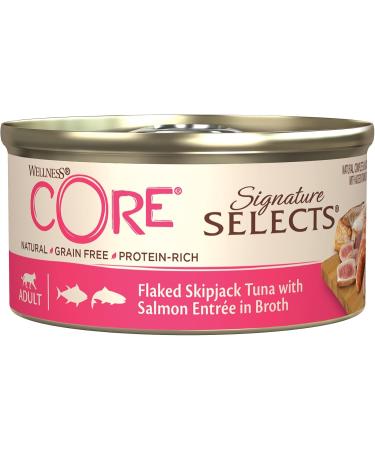 Wellness Core Signature Selects Cat Food Wet in Broth - Grain-Free High Meat Flaked Bonito & Salmon 24 x 79g | Premium Cat Nutrition - Buy Online on GoSupps.com