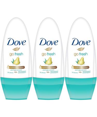 Dove Antiperspirant Roll-On Go Fresh Pear and Aloe 1.7 Ounce / 50 Ml (Pack of 3)