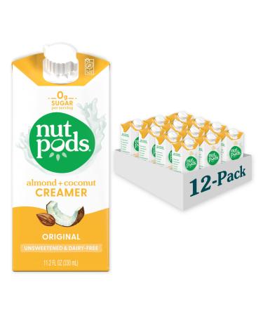 nutpods Dairy-Free Creamer Unsweetened, 11.2 FL OZ (Original, 12-pack) - Whole30 / Paleo / Keto / Vegan / Sugar Free, White