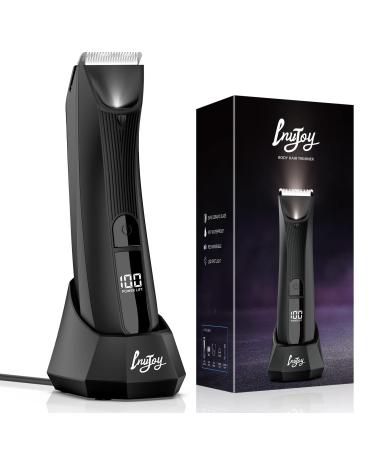 INVJOY Manscape Trimmer for Men IPX7 Waterproof Body Hair Trimmer for Pubic/Body/Groin/Pube Grooming Body Groomer w/Light&LED Display Electric Shavers Male Razor w/Recharge Dock Gift for Men