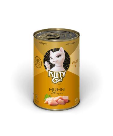 Kitty Cat Pat Huhn 6 x 400 g wet food for cats grain -free cat food with taurine salmon oil and green lip mussel single feed with high meat content made in Germany chicken 400 g (6 Pack)